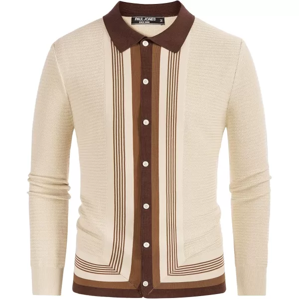 PJ PAUL JONES Men‘s Button Down Polo Shirts Striped Knitted Cardigan Sweaters