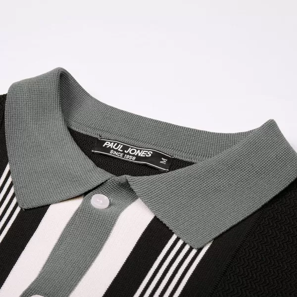 PJ PAUL JONES Men‘s Button Down Polo Shirts Striped Knitted Cardigan Sweaters