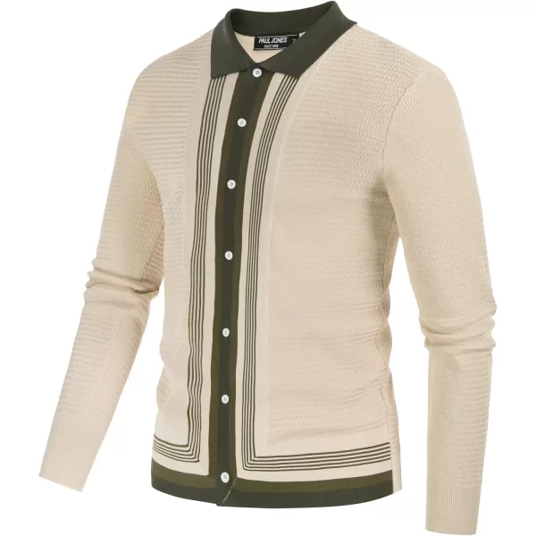 PJ PAUL JONES Men‘s Button Down Polo Shirts Striped Knitted Cardigan Sweaters