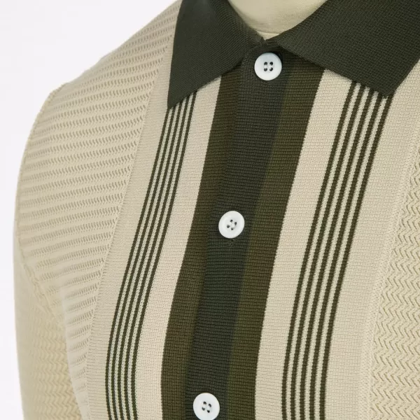 PJ PAUL JONES Men‘s Button Down Polo Shirts Striped Knitted Cardigan Sweaters