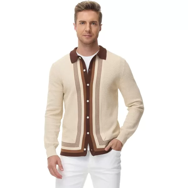 PJ PAUL JONES Men‘s Button Down Polo Shirts Striped Knitted Cardigan Sweaters