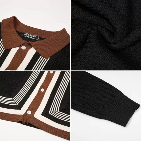 PJ PAUL JONES Men‘s Button Down Polo Shirts Striped Knitted Cardigan Sweaters