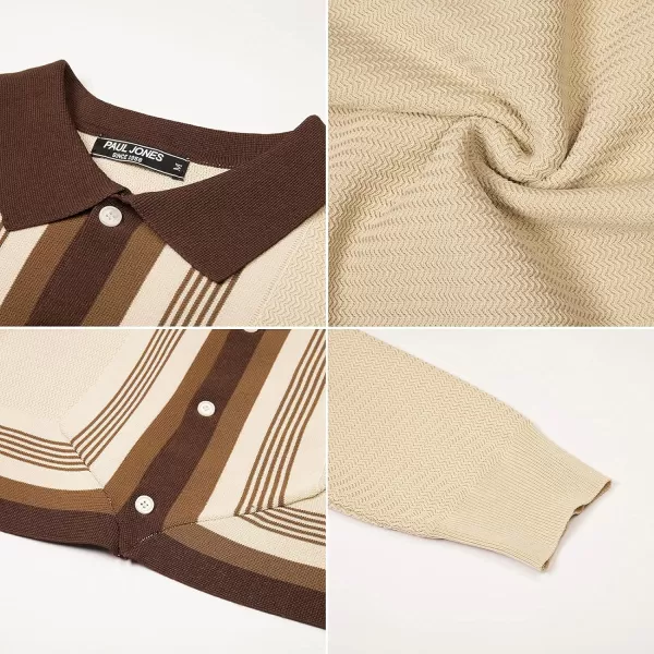 PJ PAUL JONES Men‘s Button Down Polo Shirts Striped Knitted Cardigan Sweaters