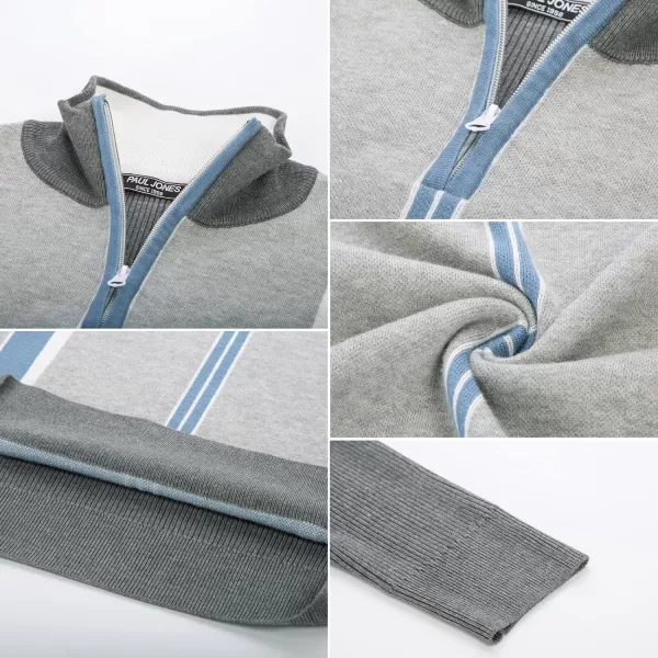 PJ PAUL JONES Quarter Zip Pullover Men Vintage Striped Sweater Thermal Turtlenecks for Winter