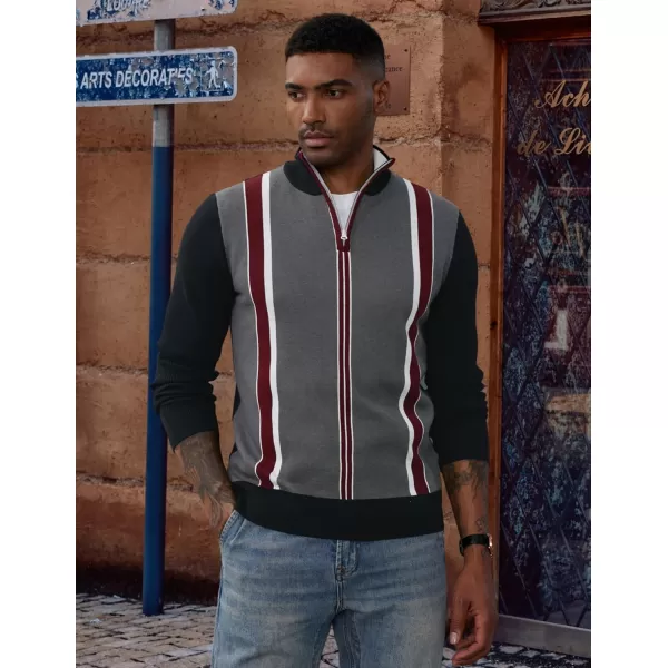 PJ PAUL JONES Quarter Zip Pullover Men Vintage Striped Sweater Thermal Turtlenecks for Winter