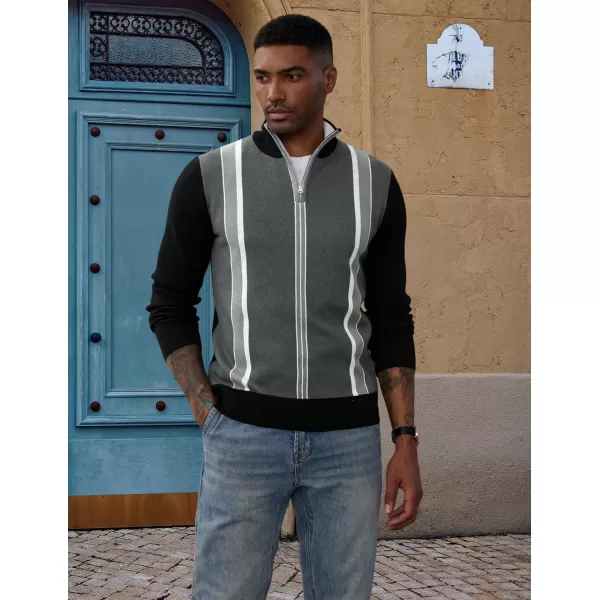 PJ PAUL JONES Quarter Zip Pullover Men Vintage Striped Sweater Thermal Turtlenecks for Winter