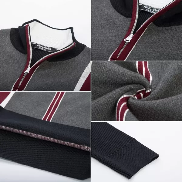 PJ PAUL JONES Quarter Zip Pullover Men Vintage Striped Sweater Thermal Turtlenecks for Winter