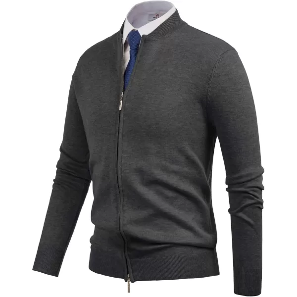 PJ Paul Jones Mens Casual 2-Way Zip Cardingan Sweater Stand Collar Full-Zip Sweater Jacket