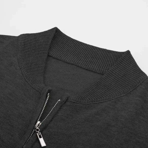 PJ Paul Jones Mens Casual 2-Way Zip Cardingan Sweater Stand Collar Full-Zip Sweater Jacket