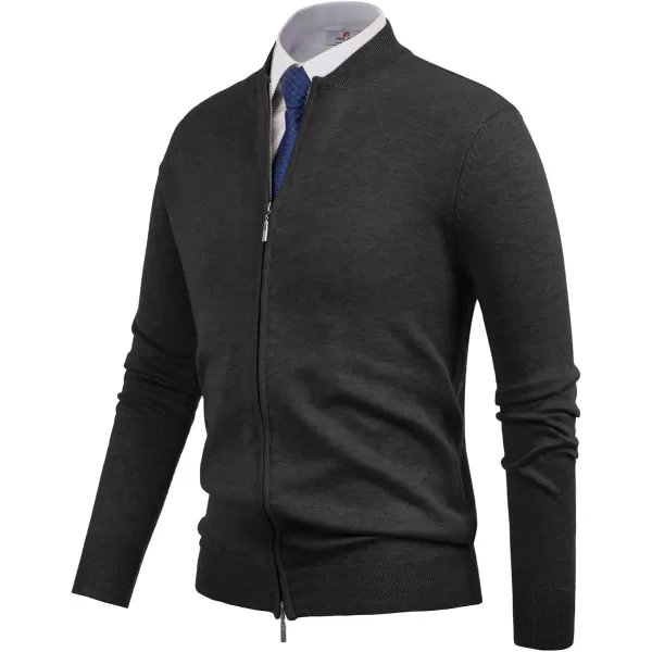 PJ Paul Jones Mens Casual 2-Way Zip Cardingan Sweater Stand Collar Full-Zip Sweater Jacket