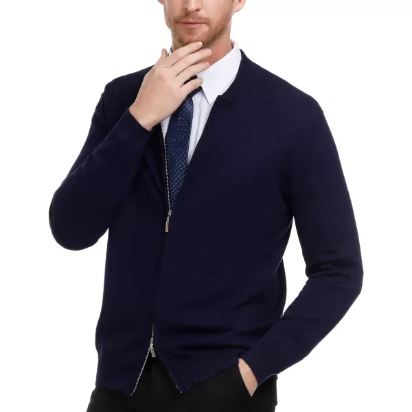 PJ Paul Jones Mens Casual 2-Way Zip Cardingan Sweater Stand Collar Full-Zip Sweater Jacket