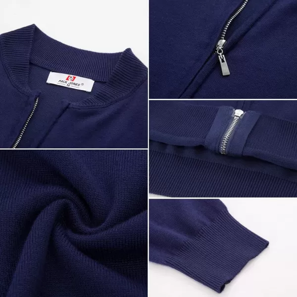 PJ Paul Jones Mens Casual 2-Way Zip Cardingan Sweater Stand Collar Full-Zip Sweater Jacket