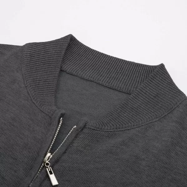 PJ Paul Jones Mens Casual 2-Way Zip Cardingan Sweater Stand Collar Full-Zip Sweater Jacket