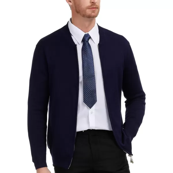 PJ Paul Jones Mens Casual 2-Way Zip Cardingan Sweater Stand Collar Full-Zip Sweater Jacket