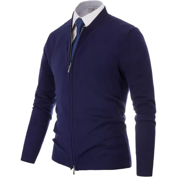 PJ Paul Jones Mens Casual 2-Way Zip Cardingan Sweater Stand Collar Full-Zip Sweater Jacket