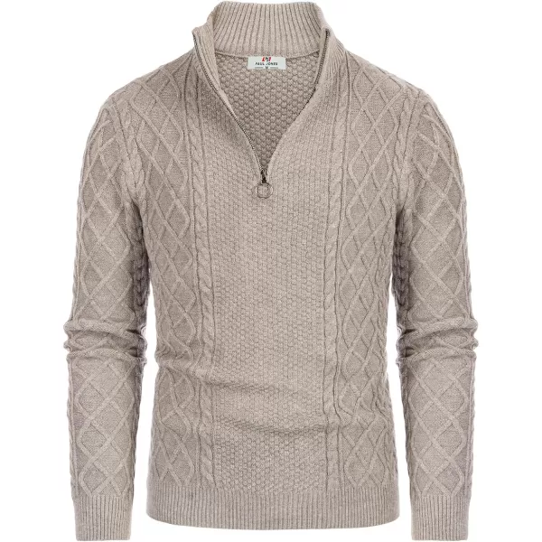 PJ Paul Jones Men's Casual Quarter-Zip Sweaters Cable Knit Thermal Pullover