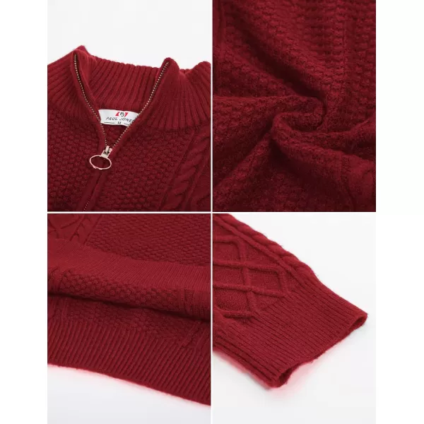 PJ Paul Jones Men's Casual Quarter-Zip Sweaters Cable Knit Thermal Pullover