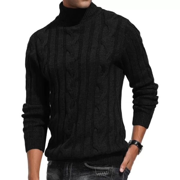 PJ Paul Jones Men's Casual Turtleneck Sweaters Cable Knit Thermal Pullover Sweater