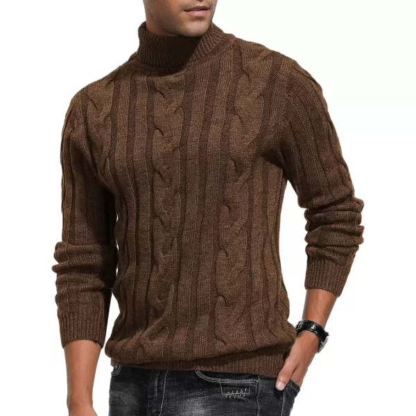 PJ Paul Jones Men's Casual Turtleneck Sweaters Cable Knit Thermal Pullover Sweater