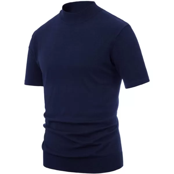 PJ Paul Jones Mens Mock Turtleneck Knit Pullover Sweater Short Sleeve Solid Knitwear Sweaters
