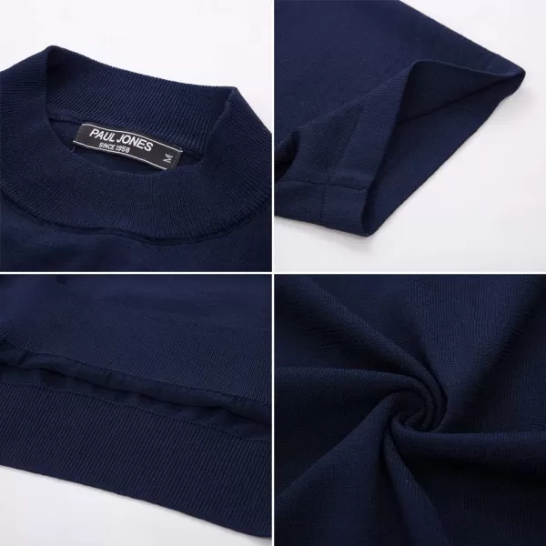 PJ Paul Jones Mens Mock Turtleneck Knit Pullover Sweater Short Sleeve Solid Knitwear Sweaters