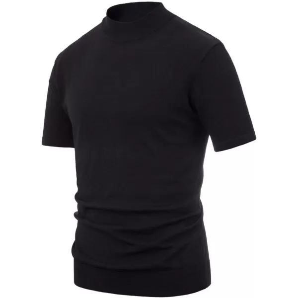 PJ Paul Jones Mens Mock Turtleneck Knit Pullover Sweater Short Sleeve Solid Knitwear Sweaters