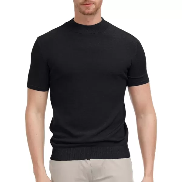 PJ Paul Jones Mens Mock Turtleneck Knit Pullover Sweater Short Sleeve Solid Knitwear Sweaters