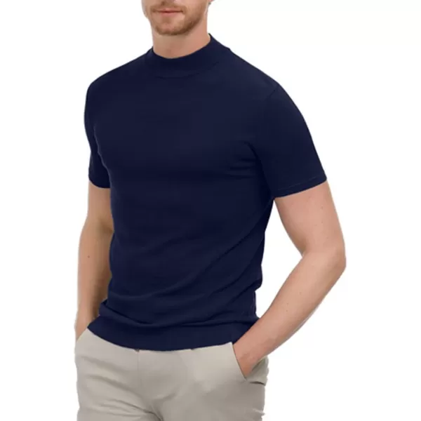 PJ Paul Jones Mens Mock Turtleneck Knit Pullover Sweater Short Sleeve Solid Knitwear Sweaters