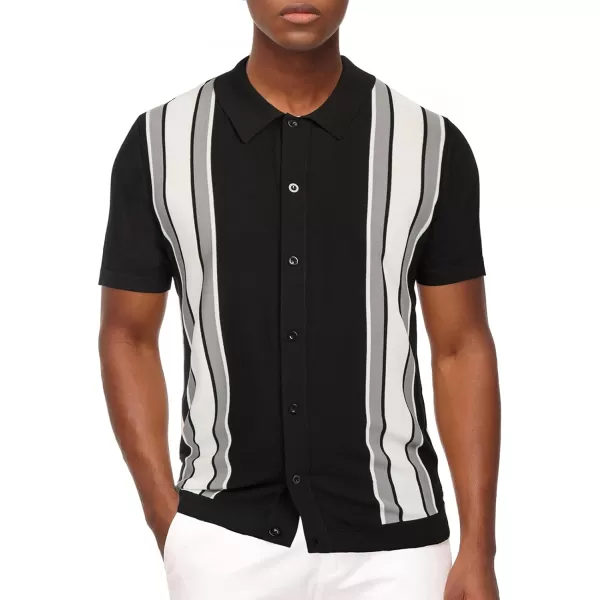 PJ Paul Jones Mens Polo Shirts Vintage Striped Lightweight Knitting Golf Shirts