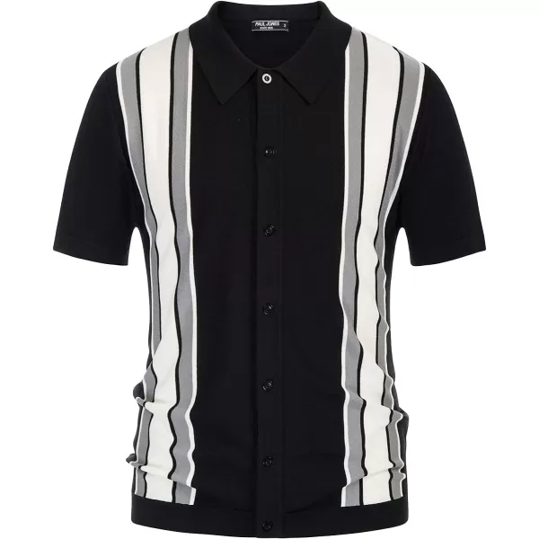 PJ Paul Jones Mens Polo Shirts Vintage Striped Lightweight Knitting Golf Shirts