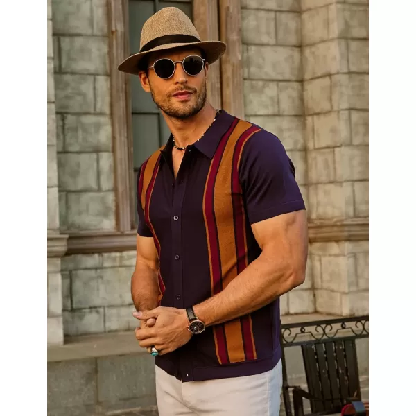 PJ Paul Jones Mens Polo Shirts Vintage Striped Lightweight Knitting Golf Shirts