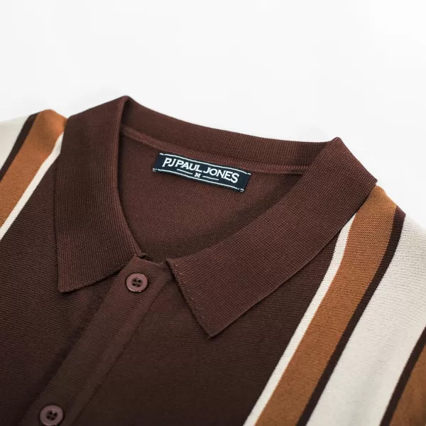 PJ Paul Jones Mens Polo Shirts Vintage Striped Lightweight Knitting Golf Shirts