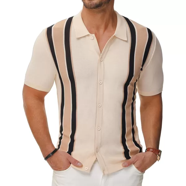 PJ Paul Jones Mens Polo Shirts Vintage Striped Lightweight Knitting Golf Shirts