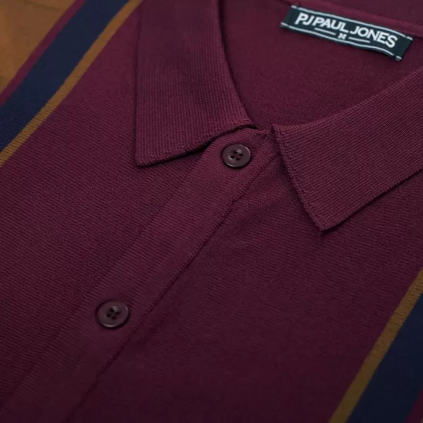 PJ Paul Jones Mens Polo Shirts Vintage Striped Lightweight Knitting Golf Shirts
