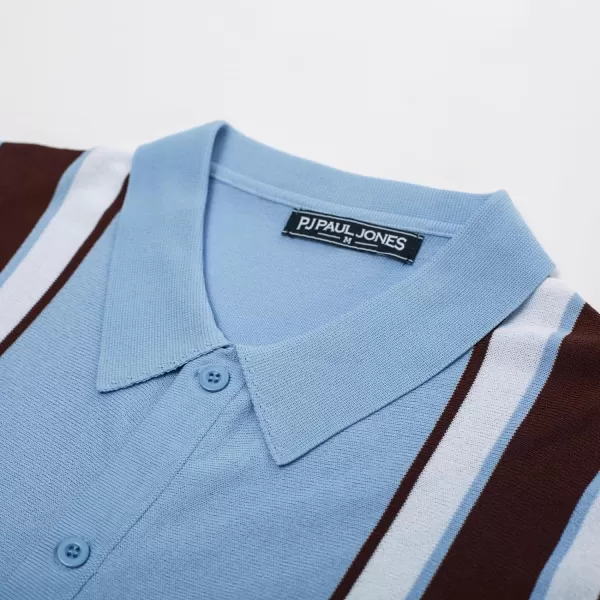 PJ Paul Jones Mens Polo Shirts Vintage Striped Lightweight Knitting Golf Shirts