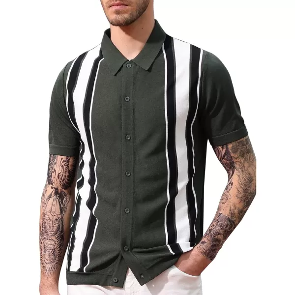 PJ Paul Jones Mens Polo Shirts Vintage Striped Lightweight Knitting Golf Shirts