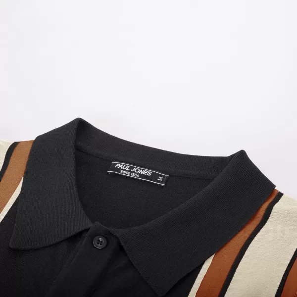 PJ Paul Jones Mens Polo Shirts Vintage Striped Lightweight Knitting Golf Shirts