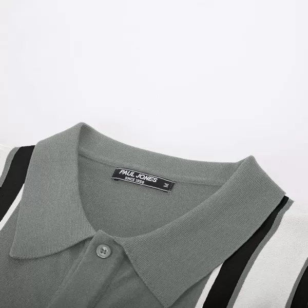 PJ Paul Jones Mens Polo Shirts Vintage Striped Lightweight Knitting Golf Shirts