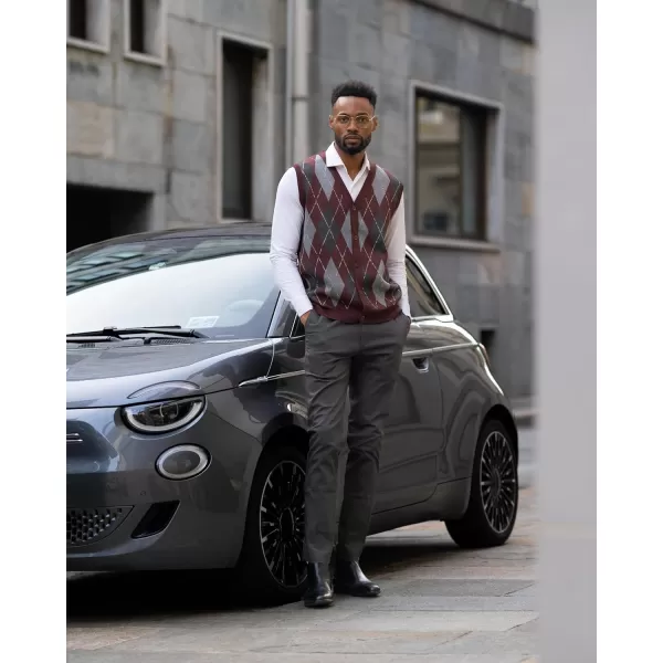 PJ Paul Jones Men's Sweater Vest Cardigan Button Front Knitwear Contrast Color Argyle Sweater Vest