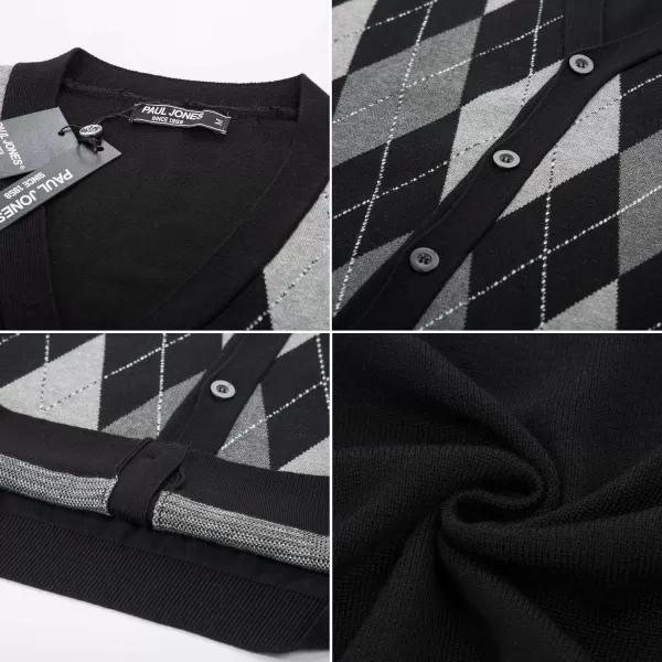 PJ Paul Jones Men's Sweater Vest Cardigan Button Front Knitwear Contrast Color Argyle Sweater Vest