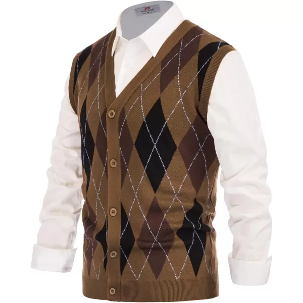 PJ Paul Jones Men's Sweater Vest Cardigan Button Front Knitwear Contrast Color Argyle Sweater Vest