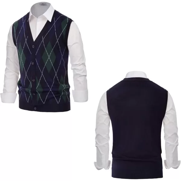 PJ Paul Jones Men's Sweater Vest Cardigan Button Front Knitwear Contrast Color Argyle Sweater Vest