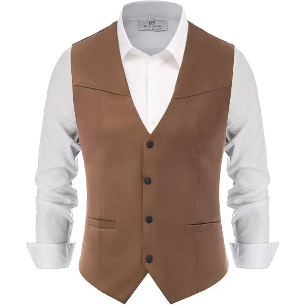 Men's Suede Leather Suit Vest Embroidery Casual Slim Fit Western Vest Waistcoat