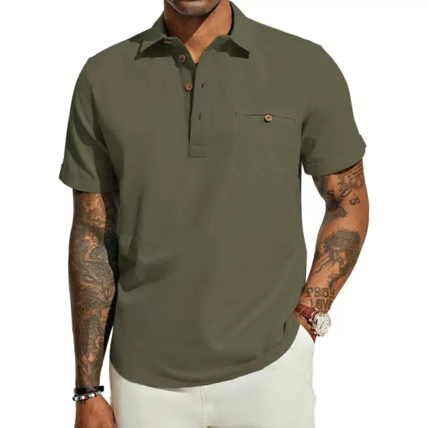 PJ PAUL JONES Men Cotton Linen Shirt Casual Short Sleeve Hippie Shirts Summer Beach Shirt Vacation Shirt with Pocket