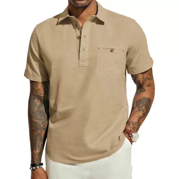 PJ PAUL JONES Men Cotton Linen Shirt Casual Short Sleeve Hippie Shirts Summer Beach Shirt Vacation Shirt with Pocket