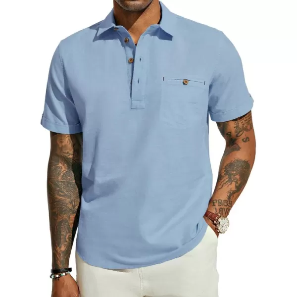 PJ PAUL JONES Men Cotton Linen Shirt Casual Short Sleeve Hippie Shirts Summer Beach Shirt Vacation Shirt with Pocket