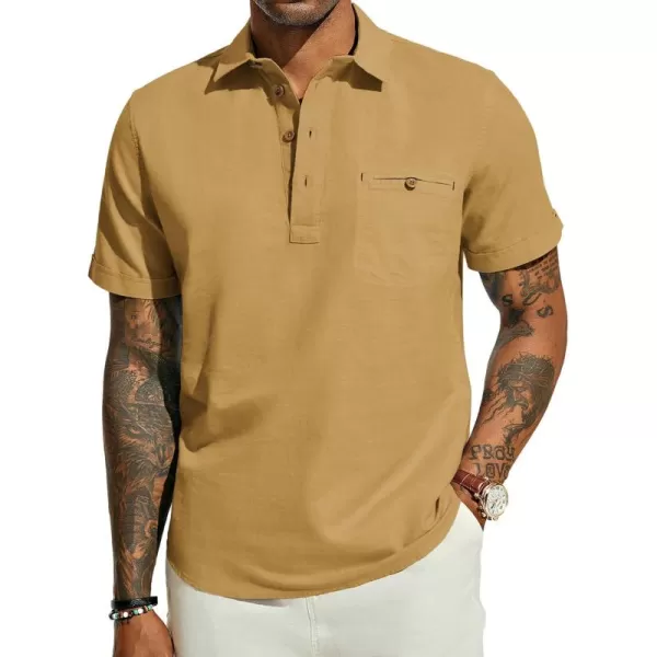 PJ PAUL JONES Men Cotton Linen Shirt Casual Short Sleeve Hippie Shirts Summer Beach Shirt Vacation Shirt with Pocket