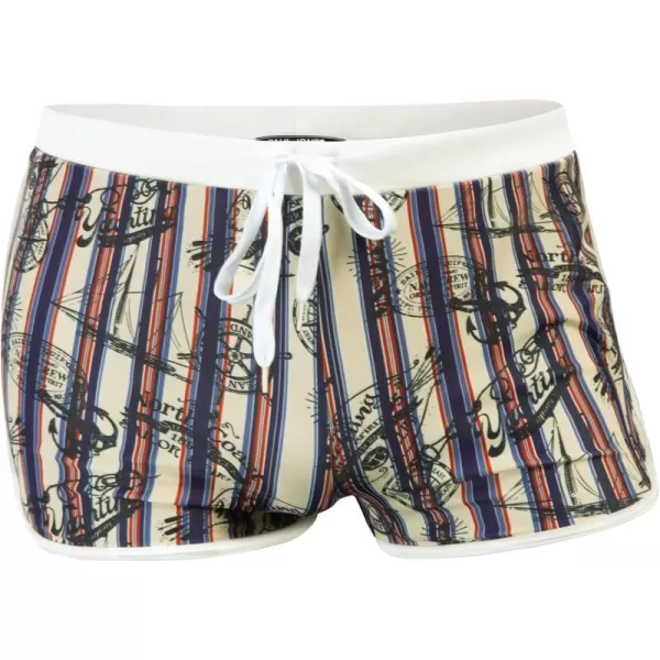 PJ PAUL JONES Men's 50s Vintage Tropical Print Swim Brief Square Leg Contrast Swimwear Swimsuit