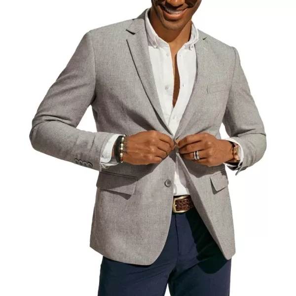 PJ PAUL JONES Mens Blazer Casual Two Button Cotton-Linen Sport Coat Lightweight Plaid Suit Jackets