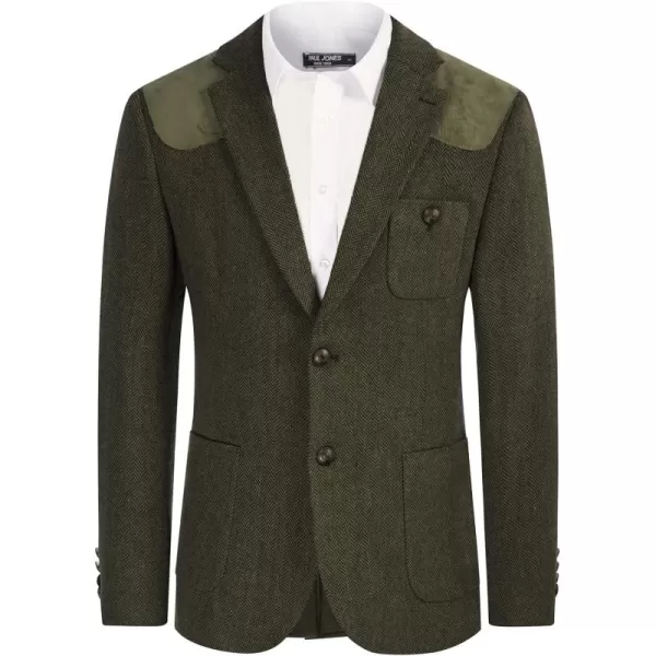 PJ PAUL JONES Men's Blazer Herringbone Tweed Sport Coats Two Button Wool Blend Formal Jacket